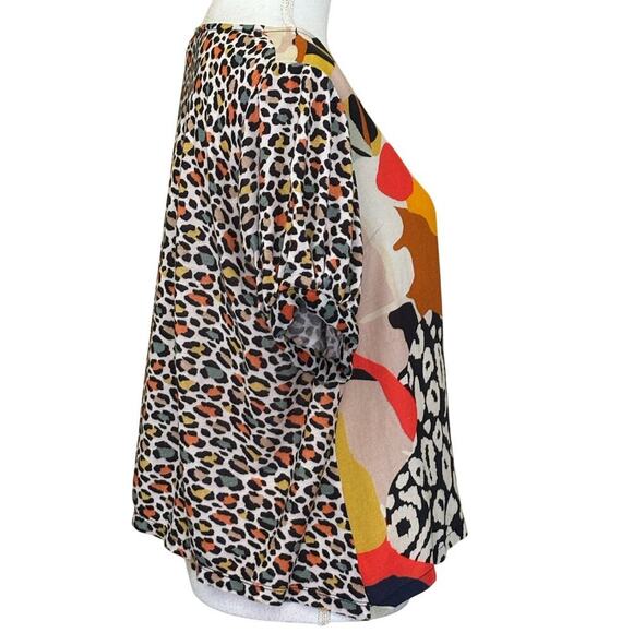 Conditions Apply top, cream/black, leopard print, colorful, artsy, eclectic - Picture 2 of 5